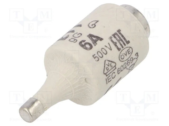 Fus&iacute;vel: baixa tens&atilde;o, gG, 6A, 500VAC, 500VDC, ce.