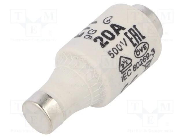 Fus&iacute;vel: baixa tens&atilde;o, gG, 20A, 500VAC, 250VDC, c.