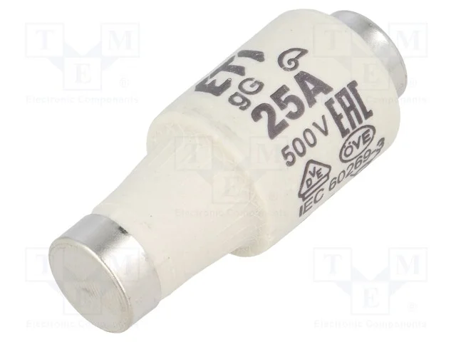 Fus&iacute;vel: baixa tens&atilde;o, gG, 25A, 500VAC, 250VDC, c.