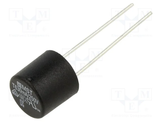 Fus&iacute;vel: Baixa Tens&atilde;o, Retardado, 630ma, 250vac, Pcb,Tht, Tr5