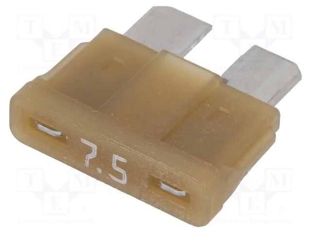 Fus&iacute;vel: baixa tens&atilde;o, 7,5A, 12VDC, automotivo, 1.