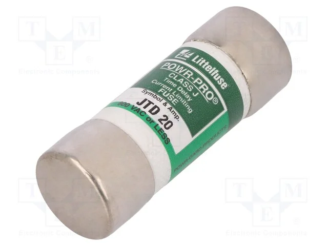 Fus&iacute;vel: baixa tens&atilde;o, retardado, 20A, 600VAC, 30.