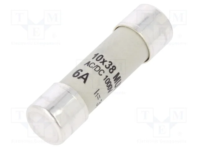 Fus&iacute;vel: baixa tens&atilde;o, gR, 6A, 1000VDC, cil&iacute;ndrico