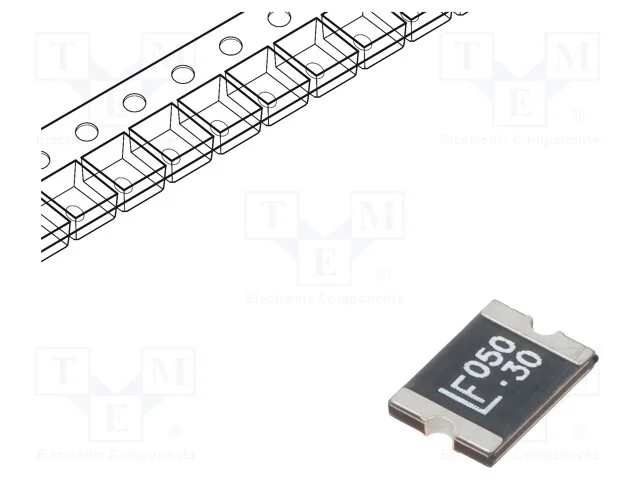 Fus&iacute;vel: de pol&iacute;mero PTC, r&aacute;pido, 0,5A, 30V, 30VD.