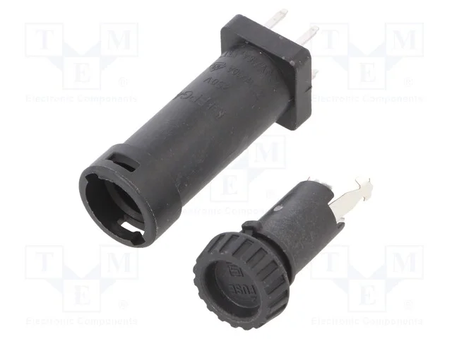 Tomada, fus&iacute;veis cil&iacute;ndricos, THT, 5x20mm, -40&divide;85.