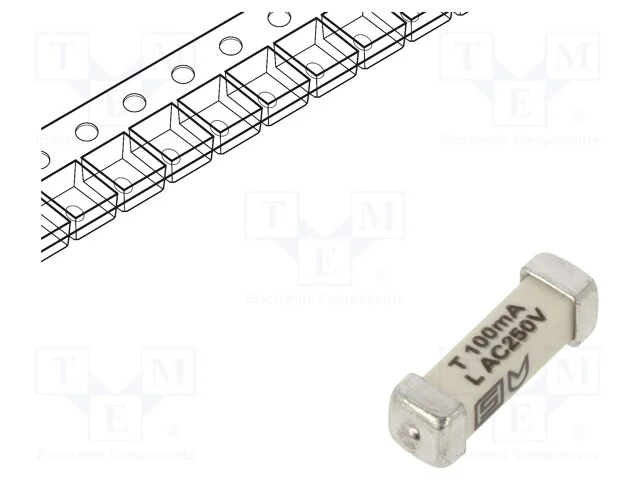 Fus&iacute;vel: Baixa Tens&atilde;o, Retardado, 100ma, 250vac, 125vdc, Smd, Cobre