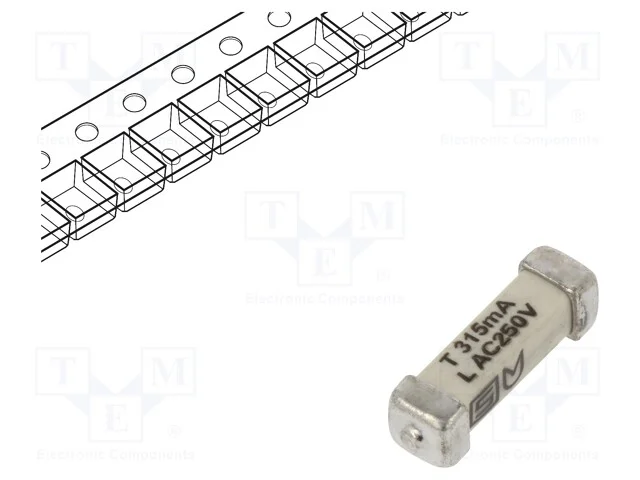 Fus&iacute;vel: Baixa Tens&atilde;o, Retardado, 315ma, 250vac, 125vdc, Smd, Cobre
