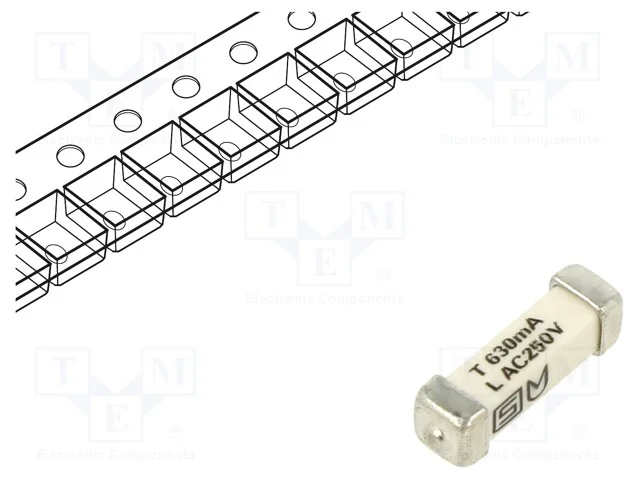 Fus&iacute;vel: Baixa Tens&atilde;o, Retardado, 630ma, 250vac, 125vdc, Smd, Cobre