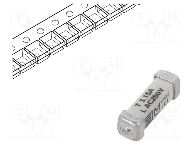 Fus&iacute;vel: Baixa Tens&atilde;o, Retardado, 3,15a, 250vac, 125vdc, Smd, Cobre
