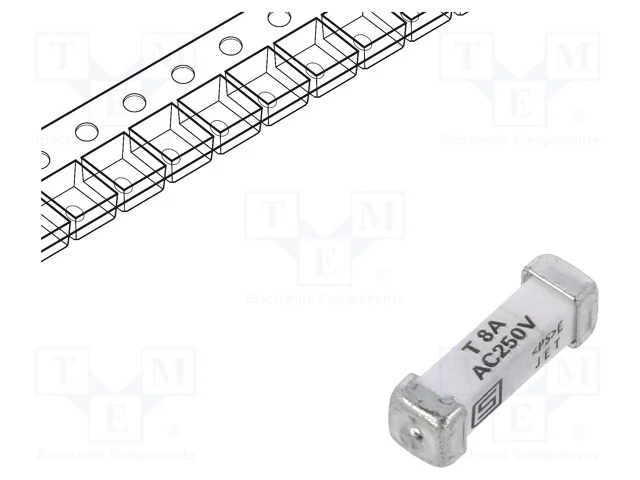 Fus&iacute;vel: Baixa Tens&atilde;o, Retardado, 8a, 250vac, 125vdc, Smd, Cer&acirc;mico
