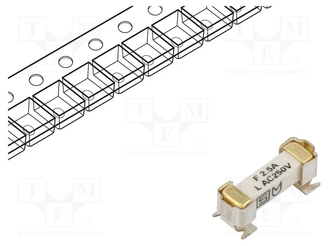 Fus&iacute;vel: Baixa Tens&atilde;o, Retardado, 2,5a, 250vac, 125vdc, Smd, Cobre