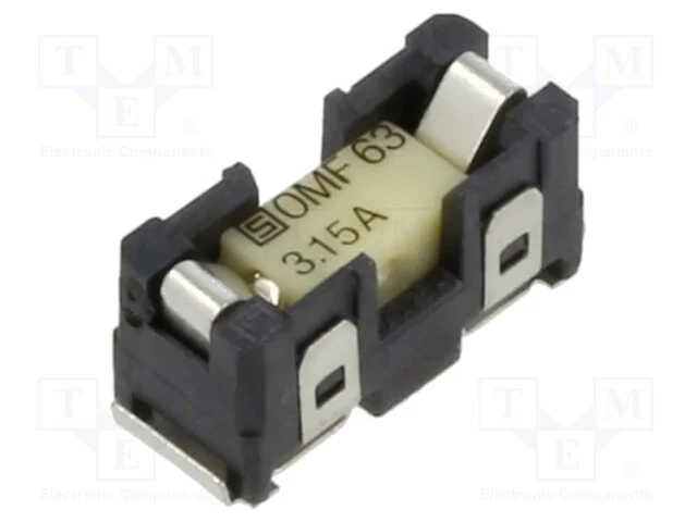 Tomada, Fus&iacute;veis Cil&iacute;ndricos, Smt, -40&divide;85c, 3,15a, Ul94v-0, Preta