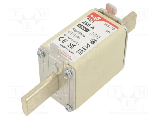 Fus&iacute;vel: Baixa Tens&atilde;o, Ar, 250a, 690vac, 550vdc, Prateado, Nh1