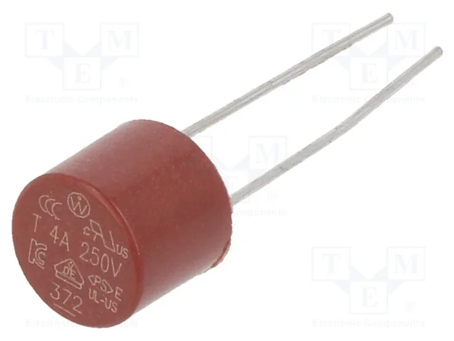 Fus&iacute;vel: baixa tens&atilde;o, retardado, 4A, 250VAC, THT.