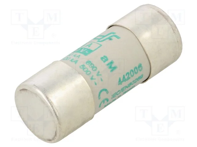 Fus&iacute;vel: baixa tens&atilde;o, aM, 6A, 690VAC, 22x58mm