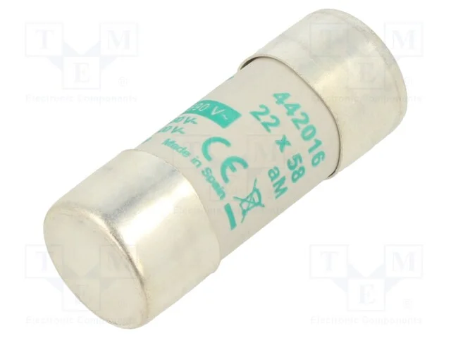 Fus&iacute;vel: baixa tens&atilde;o, aM, 16A, 690VAC, 22x58mm