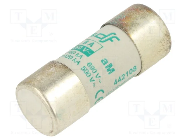 Fus&iacute;vel: baixa tens&atilde;o, aM, 8A, 690VAC, 22x58mm