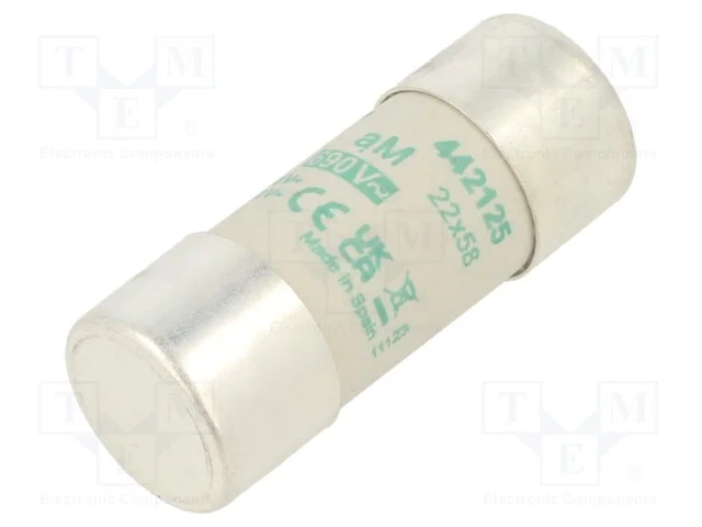 Fus&iacute;vel: baixa tens&atilde;o, aM, 25A, 690VAC, 22x58mm