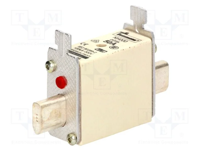 Fus&iacute;vel: baixa tens&atilde;o, 50A, 500VAC, 250VDC, cer&acirc;m.