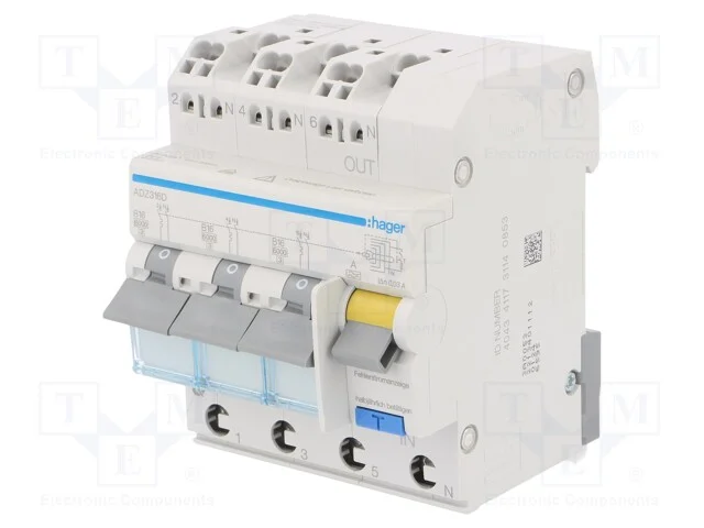 Interruptor de Circuito Diferencial, Inom: 16a, Polos: 3+N, Ip20