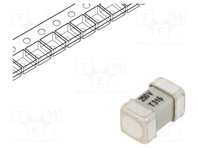 Fus&iacute;vel: Baixa Tens&atilde;o, Retardado, 315ma, 250v, Smd, Cer&acirc;mico, Lat&atilde;o