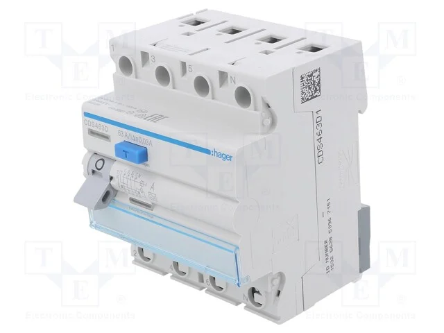 Interruptor de corrente diferencial, Inom: 63A, P.