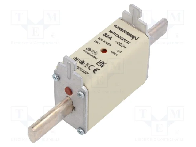 Fus&iacute;vel: Baixa Tens&atilde;o, Gg, 32a, 500vac, 250vdc, Nh1