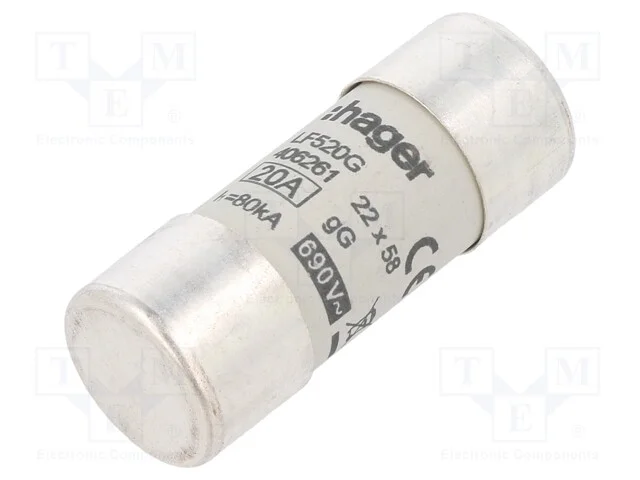 Fus&iacute;vel: Baixa Tens&atilde;o, Gg, 20a, 690vac, Cil&iacute;ndrico,Industrial