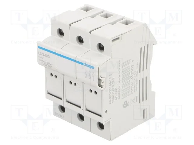 Interruptor de Fus&iacute;vel, 8x32mm, para Trilho Din, 25a, 400v, Ip20