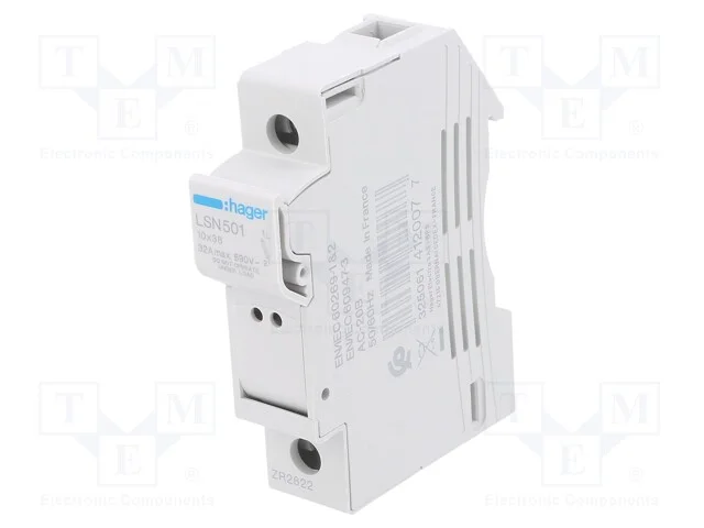 Interruptor de fus&iacute;vel, 10x38mm, para trilho DIN,.