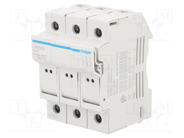 Interruptor de fus&iacute;vel, 10x38mm, para trilho DIN,.
