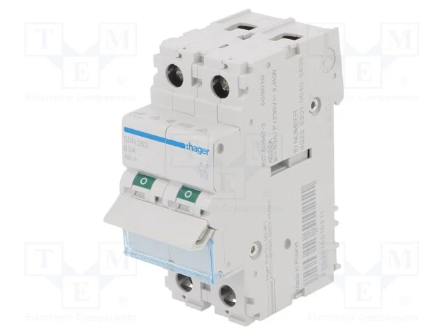 Disjuntor de Isolamento, Polos: 2, para Trilho Din, 63a, 400vac