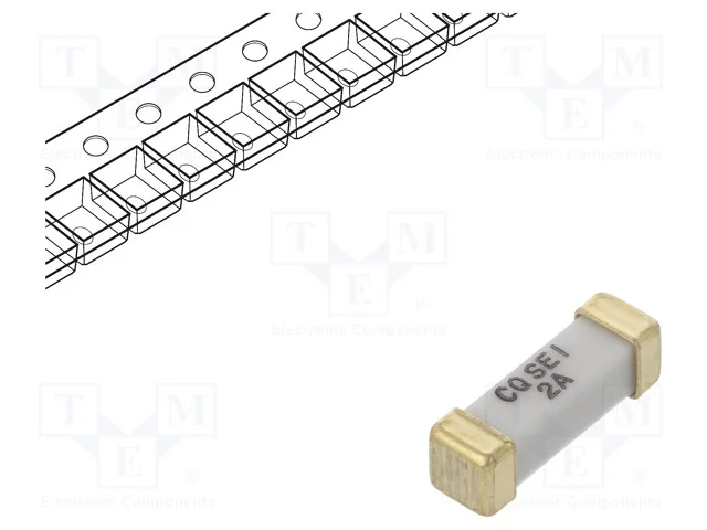 Fus&iacute;vel: baixa tens&atilde;o, retardado, 2A, 250VAC, SMD.