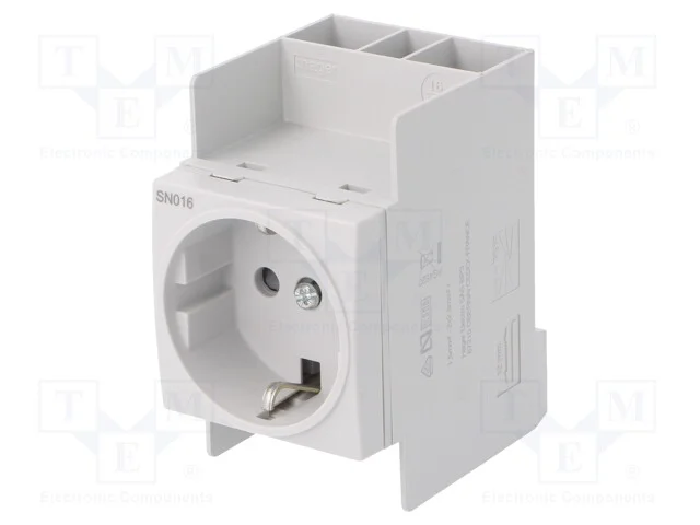 Tomada tipo F (Schuko), 230VAC, 16A, para trilho .