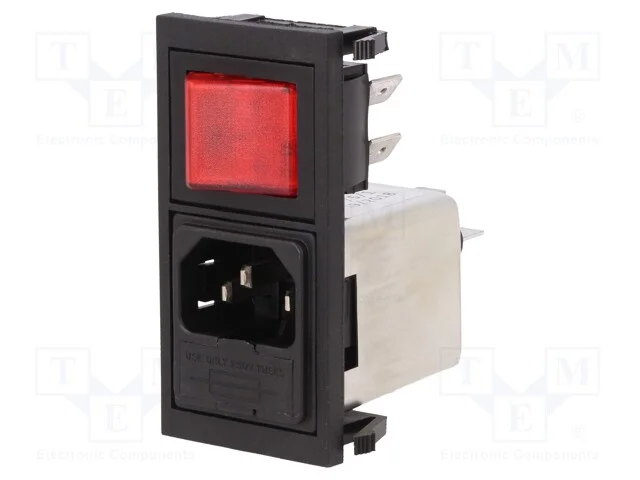 Conector: de alimenta&ccedil;&atilde;o, tomada, macho, 6A, 250V.