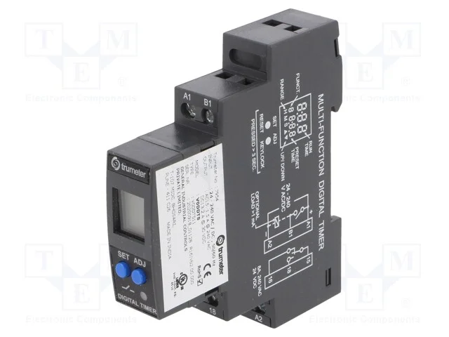 Rel&eacute; Temporizado, &Acirc;mbito: 0,1s&divide;999h, Spdt, 24&divide;240vac, 24&divide;240vdc