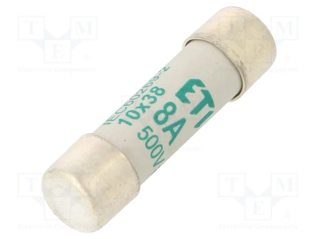 Fus&iacute;vel: baixa tens&atilde;o, aM, 8A, 500VAC, cil&iacute;ndrico.