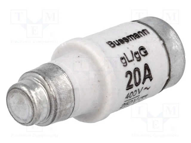 Fus&iacute;vel: baixa tens&atilde;o, 20A, 400VAC, 250VDC, cer&acirc;m.