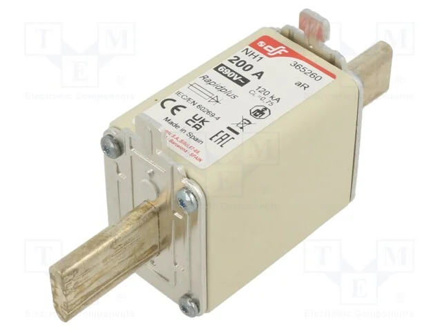 Fus&iacute;vel: Baixa Tens&atilde;o, Ar, 200a, 690vac, 550vdc, Prateado, Nh1