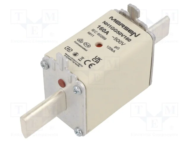Fus&iacute;vel: baixa tens&atilde;o, gG, 160A, 500VAC, 250VDC, .