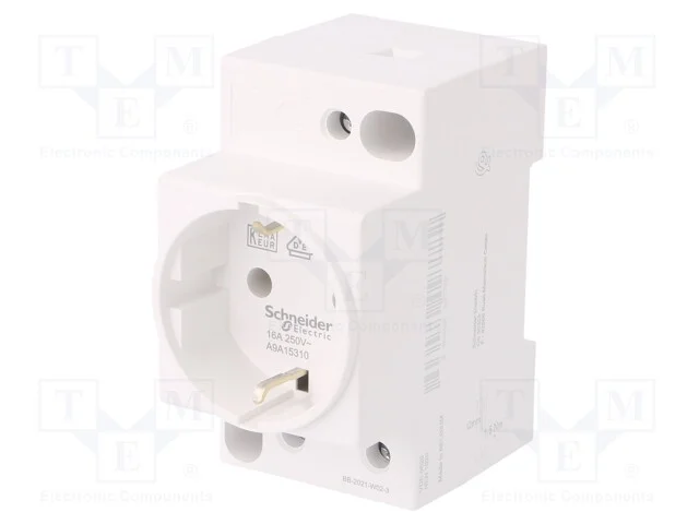 Tomada tipo F (Schuko), 250VAC, 16A, para trilho .