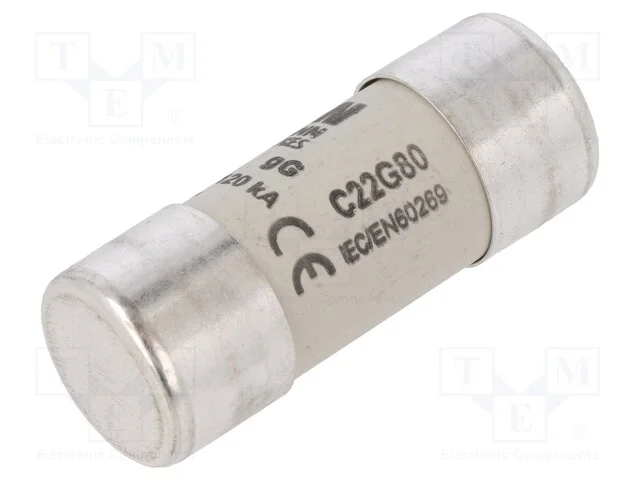 Fus&iacute;vel: baixa tens&atilde;o, gG, 80A, 500VAC, 22,2x58mm