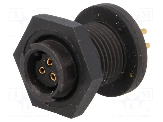 Conector: redondos, EN2, tomada, f&ecirc;mea, THT, para.