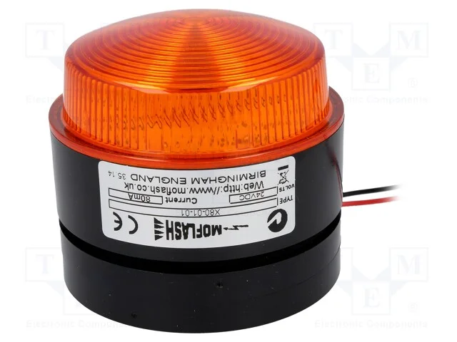 Sinalizador: Luminoso, Luz com Flash, Laranja, X80, 24vdc, Ip67