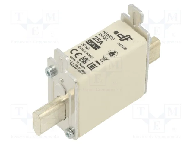 Fus&iacute;vel: Baixa Tens&atilde;o, Gg, 25a, 690vac, 250vdc, Cer&acirc;mico, Nh000