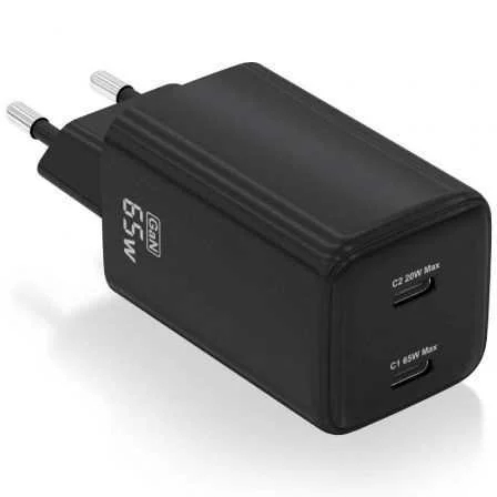 Cargador Gan de Pared Aisens Asch-65w2p040-Bk/ 2x.