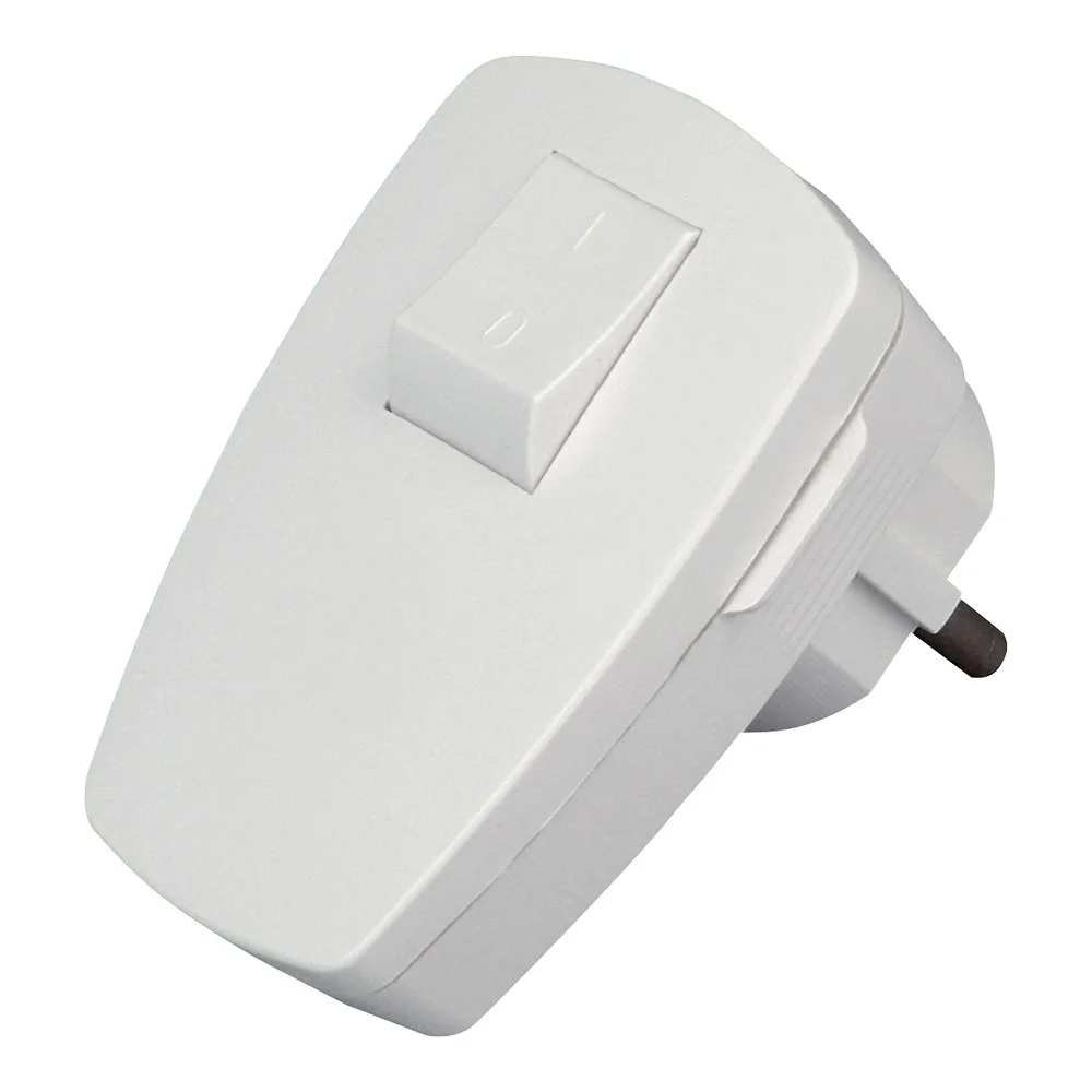 Plug &acirc;ngulo branco 2p+e com interruptor 3x1,5mm 1.