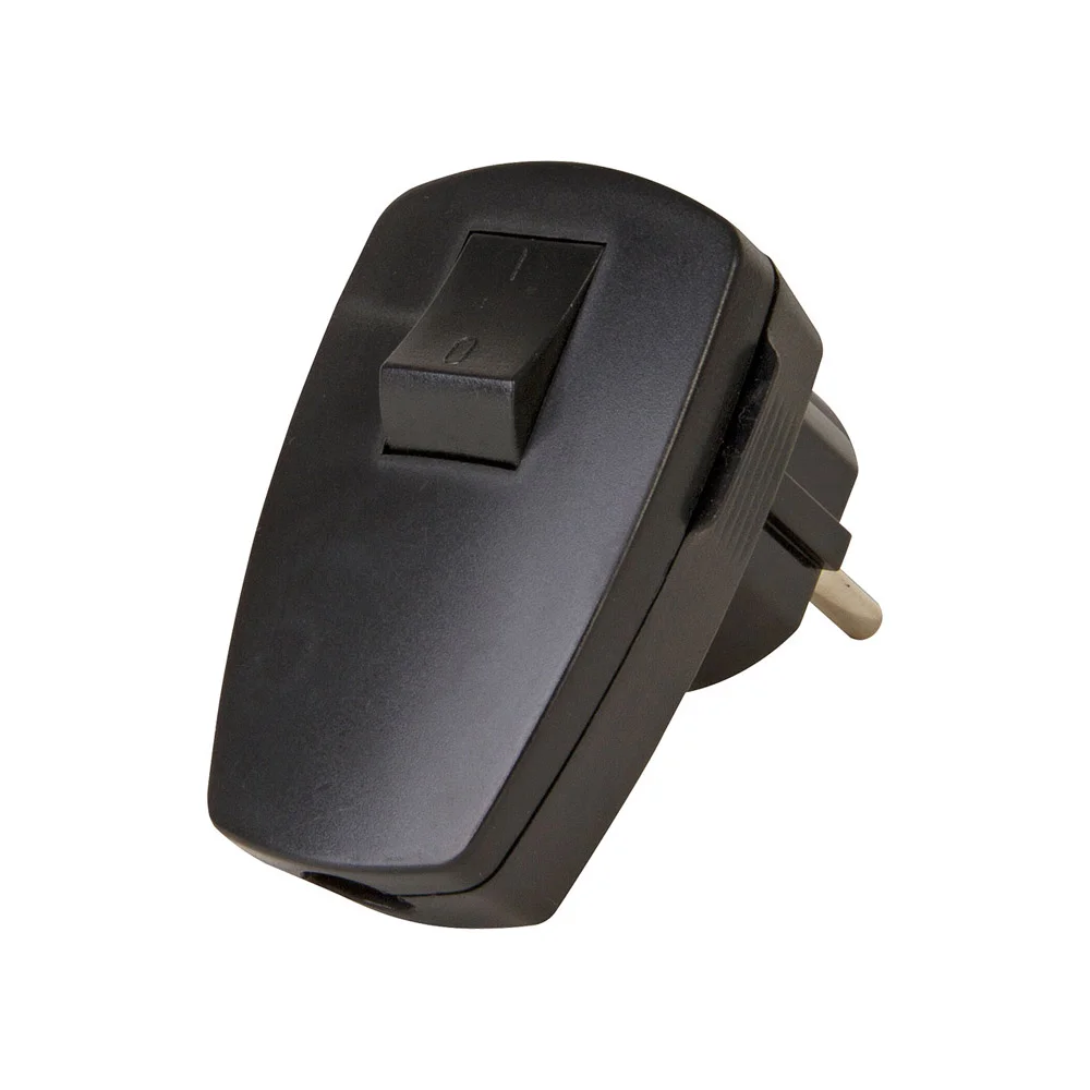 Plug &acirc;ngulo preto 2p+e com interruptor 3x1,5mm 16.
