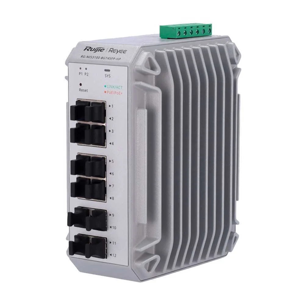 Reyee Switch Industrial Poe Cloud Capa 2 - 8 Portas Gigabit Poe+ + 4 Portas Gigabit Sfp - 30w Por Po