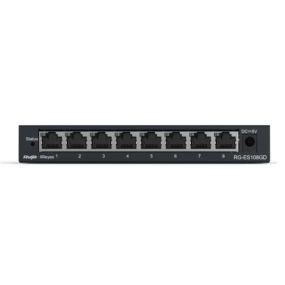 Reyee Switch Desktop - Caixa Met&aacute;lica - 8 Portas Rj45 - Velocidade 10/100/1000 Mbps - Plug And Play 
